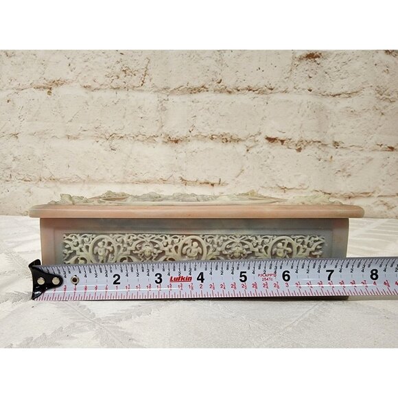 Incolay Stone Pink & White Trinket Jewelry Box 7"x7" Cupid Angels Square - Picture 8 of 9